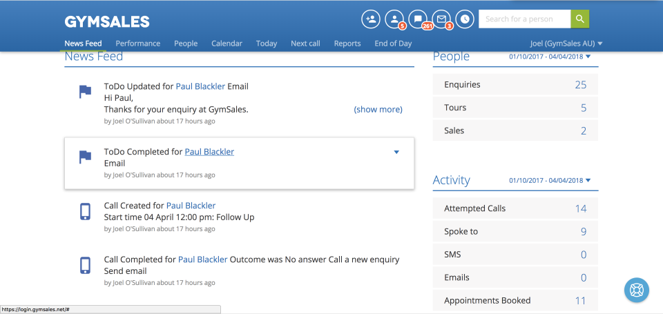 screenshot of ABC Gymsales